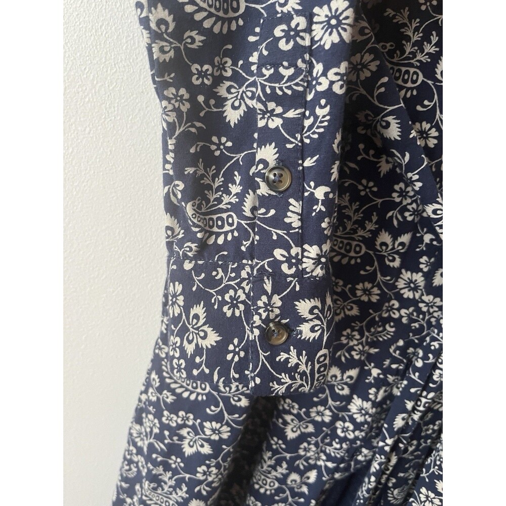 Fat Face Cotton Shirt Dress Navy Floral Tie Waist Midi UK 10 US 6 - Picture 10 of 13